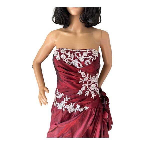 Burgandy Ball Gown Sweetheart Beading Long Taffeta Quinceanera Dress size Medium - Picture 14 of 16